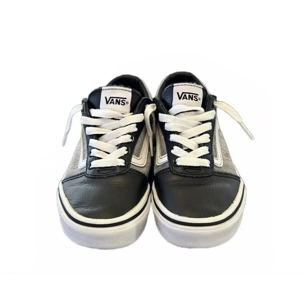 VANS Ward‎ Low Leather & Canvas Casual Fashion Skate Shoes Sneakers Youth Size 1
